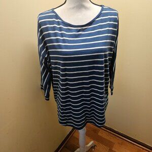 Chaps Women's Navy and White Top/Blouse